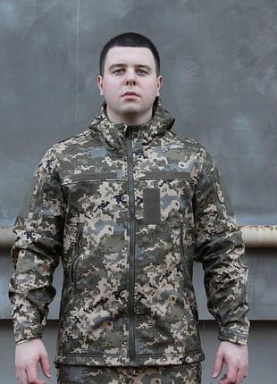 Тактична весняна куртка soft shel піксель
