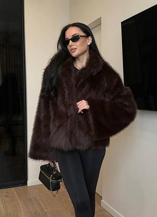 Укороченная шуба из меха черная, молочная, шоколад, розовая