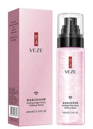 Спрей для фіксації макіяжу veze glittering gold shimmer setting spray із шимером, 100 мл