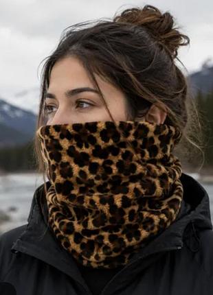Плюшевый зимний бафф хомут volcom wilder neckband /леопардовый принт / one size
 (шарф-хомут / гейтор) от известного сноубордического бренда volcom