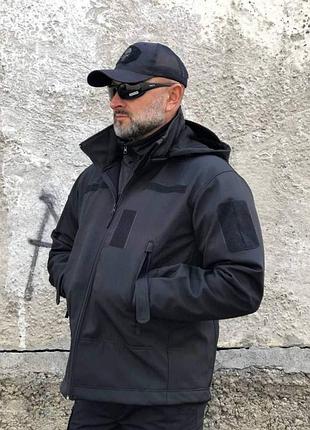 Тактична куртка soft shell чорна
