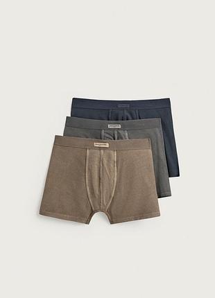 Zara набір трусів боксерів, три пари. сині, сірі, хакі.