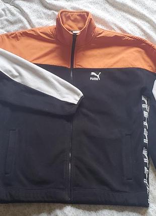 Чоловіча флісова вітровка puma x.t.g чорна, помаранчева, біла розмір m