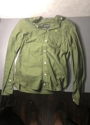 Чоловіча сорочка lyle & scott з довгим рукавом, хакі