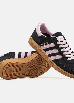 Кросівки adidas spezial чорні з рожевими смужками