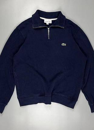 Чоловічий світшот lacoste men's zip-up high-neck sweatshirt, navy blue