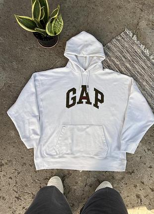 Вінтажний білий худі gap з великим логотипом на грудях великого розміру