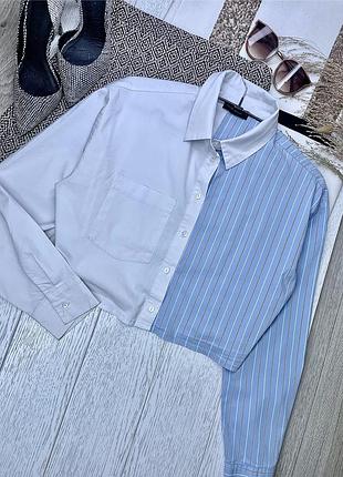 Коротка сорочка s oversize двоколірна сорочка в смужку жіноча сорочка прямого вільного крою
