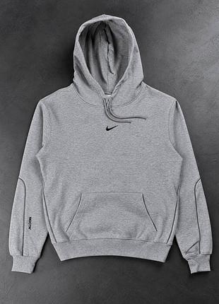 Чоловіче худі nike сіре з подвійним капюшоном