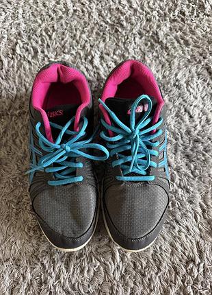 Кросівки жіночі asics сірі з рожевим та бірюзовим