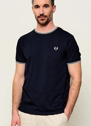 Чоловіча футболка fred perry з круглим вирізом, 100% котон, розмір xxl, колір мокрий асфальт