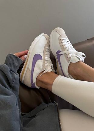 Кроссовки женские nike cortez | white / purple premium