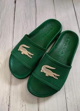 Шльопанці чоловічі lacoste зелені гумові