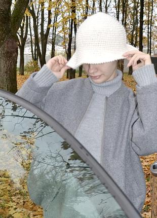 Панама для жінок, біла, в'язана, бавовна, кашемір