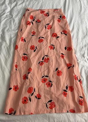 Новая миди юбка в цветок zara, размер xs