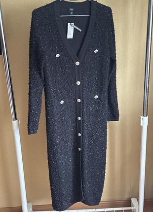 Новое трикотажное платье-кардиган river island (с бирками, люрекс) оригинал s -м