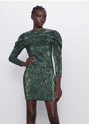 Коротка жіноча сукня zara зелена розмір l