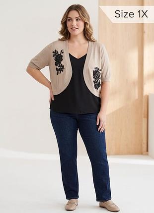 В'язана кофтинка-болеро з вишивкою пайетками inc international concepts / розмір 1x (52-54)