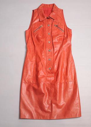 Вінтажне жіноче шкіряне плаття vintage womens skinni sk leather sleveless dress - 40 lampo fiocchi