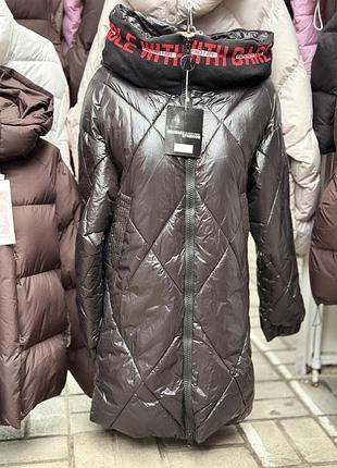 Жіноча подовжена  осінь, евро зима стьобана куртка weimar fashion чорна