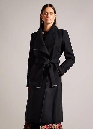 Вовняне чорне пальто ted baker ellgenc з кашеміром