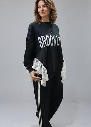 Жіночий спортивний костюм з світшотом brooklyn та брюками