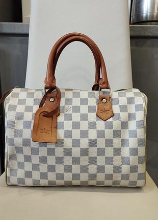 Сумка-тоут у стилі louis vuitton speedy (клітинка) бочонок- саквояж