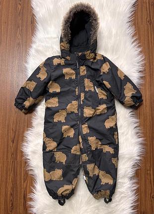Зимовий теплий комбінезон в ведмедики h&m 86-92 см
