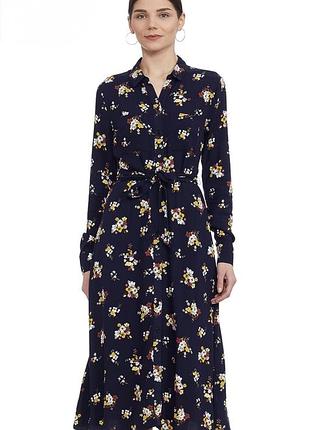 Женское платье-рубашка длины миди floral belted midi shirt dress от британского бренда marks & spencer