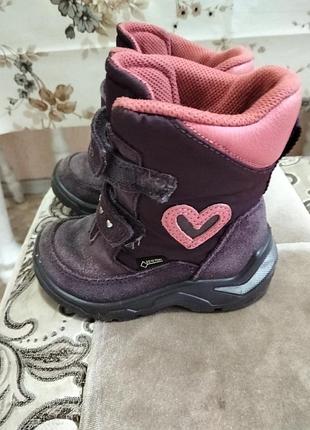 Дитячі демісезонні чоботи ecco gore-tex фіолетово-рожеві