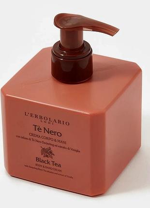 Italy, l'erbolario black tee &amp; vanilla, unisex body &amp;hand cream, премиум органический парфюмированный anti -age крем, бергамот,ваниль, амбра,