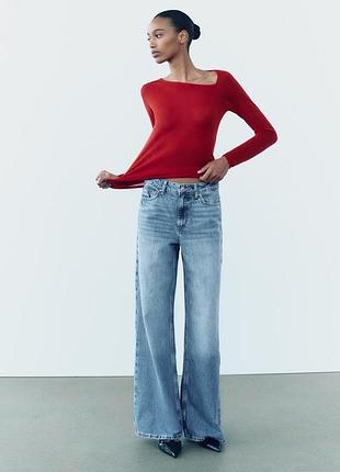 Red long sleeve zara wool silk лонгслів zara червоний лонгслів