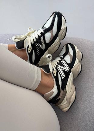 😍 женские кроссовки new balance 9060 | black / sea salt bone premium (10)
