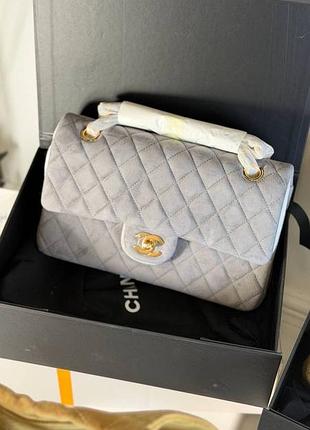 Сумка chanel classic flap bag suede calfskin замша золота фурнітура