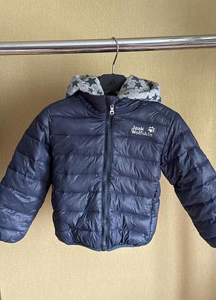Детский стеганый пуховик jack wolfskin (оригинал), размер s / рост 140