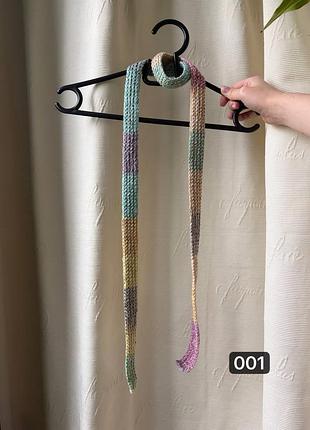 Вузький шарф вʼязаний / skinny scarf y2k 6