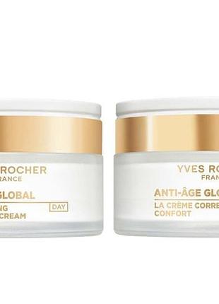 Набор обновленной серии кремов с тысячелистником anti-ag global yves rocher (дневный+ночной крема)