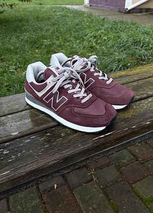New balance 574 кросівки оригінал замша бордові бургунді демі ml574evm 42,5