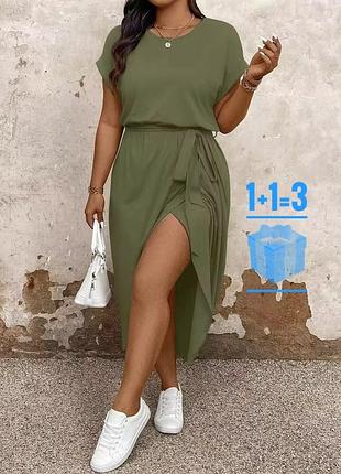 Довга сукня футболка з поясом shein 2xl