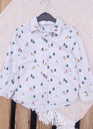 Новогодняя, рождественская рубашка на мальчика 5-6 лет 🦌🎄