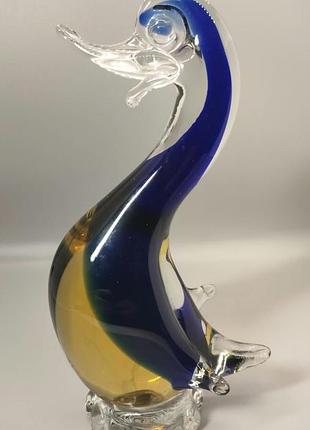 Вінтажна скляна статуетка птах (мурано / murano), техніка sommerso, італія, 1960-ті