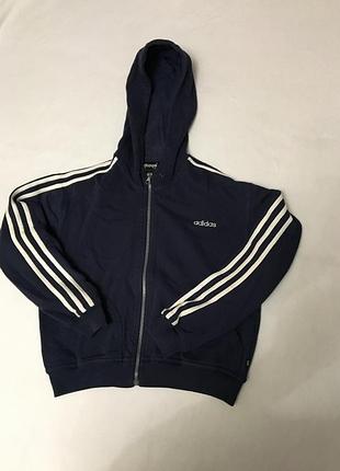 Вінтажна толстовка adidas в темно-синовому кольорі оверсайз вільна кофта з капюшоном худі