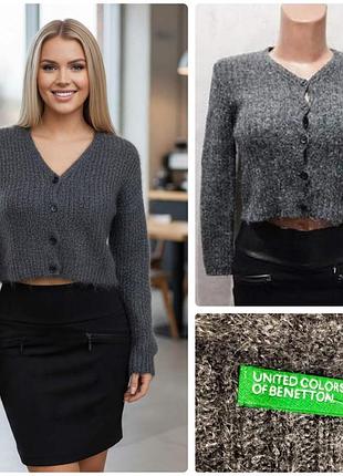 Уютная теплая укороченная кофточка итальянского бренда benetton, бур-во италия