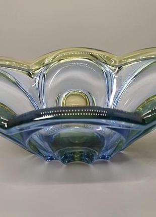 Винтажная стеклянная ваза-конфетница walther-glas «fabiola», нитечка, 1970-ти. состояние люкс!