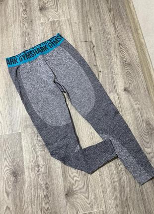Лосіни жіночі gymshark сірі з бірюзовим поясом розмір l 40