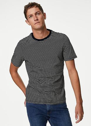 Футболка з круглим вирізом у смужку з чистої бавовни