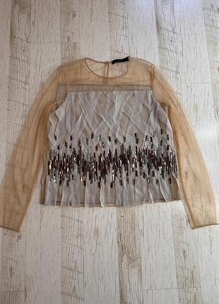 Красива блуза сітка бісер max mara 4