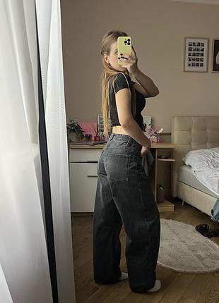 Zara baggy джинси оверсайз чорні з потертостями скейтер