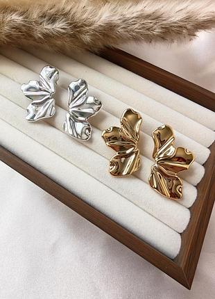 Серьги цветочки лепестки серьги объемные