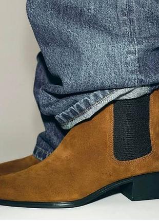 Черевики zara челсі коричневі замшеві